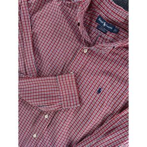 Ralph Lauren Blake Plaid Button Down Shirt Mens L Red Blue 100% Cotton